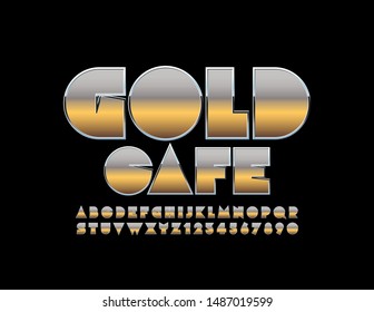 Vector Luxus Sign Gold Cafe. Einzigartige Schriftart. Chic Alphabet Letters and Numbers