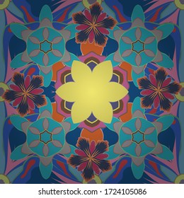Vector luxury sketch with gray, blue and pink elements. Glitter seamless pattern.