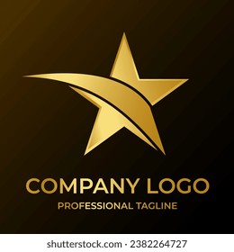 Vector luxury star logo with golden color. Elegant style star logo.