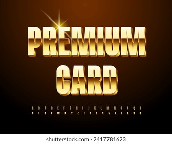 Vector luxury template Premium Card. 3D glossy Font. Gold luxury Alphabet Letters and Numbers set