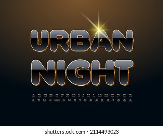 Vektor Luxus Vorlage Urban Night. Glossy Black and Gold Font. Alphabet Letters and Numbers Set im Elitestil