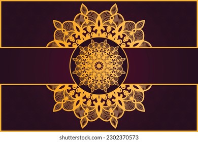 Vector luxury texture round ornament mandala  décor design with gold and dark red color, flower frame  background template