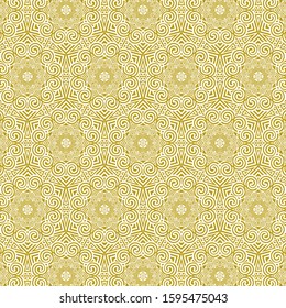 Vector luxury tiled seamless pattern in traditional greek style. Gold repeating ornament on a white background. Line art elegant design for wallpapers, wedding, greetings, cards, invitations, menu