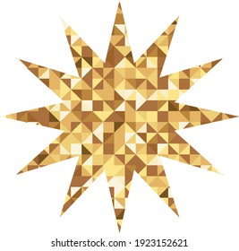 Vector luxury Twelve pointed gold star. Rating, award and insignia. Element for advertising poster, restaurant, boutique and cafe, jewelry, fashion party. Objects isolated. Flat vector illustration.