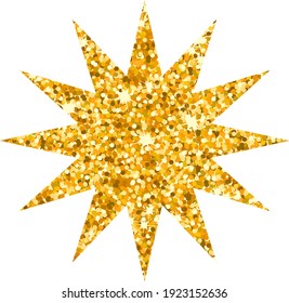 Vector luxury Twelve pointed gold star. Rating, award and insignia. Element for advertising poster, restaurant, boutique and cafe, jewelry, fashion party. Objects isolated. Flat vector illustration.