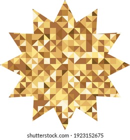 Vector luxury Twelve pointed gold star. Rating, award and insignia. Element for advertising poster, restaurant, boutique and cafe, jewelry, fashion party. Objects isolated. Flat vector illustration.