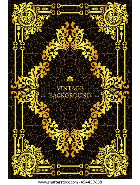 Vector luxury vintage border in the baroque\
style with gold floral pattern frame. The template for the book\
covers, old royal pages, invitations, greeting cards, certificates,\
diplomas.