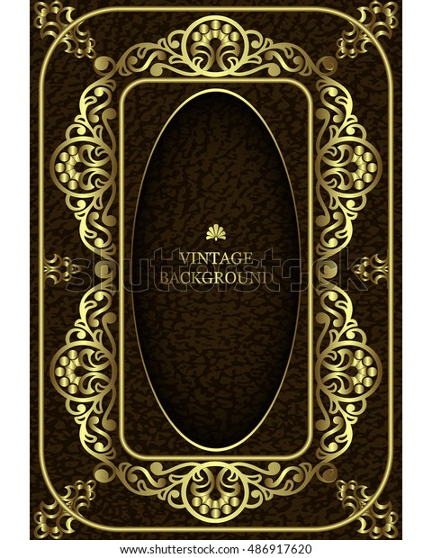 Vector luxury vintage border in\
the baroque style with gold floral pattern frame. Template for book\
cover, invitations, greeting cards, certificates,\
diplomas.