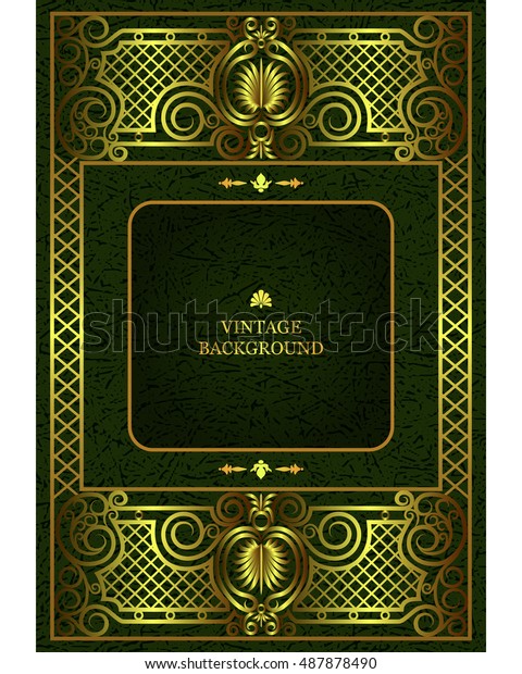 Vector luxury vintage border in the\
baroque style with gold floral pattern frame. The template for the\
book covers, invitations, greeting cards,\
certificates.