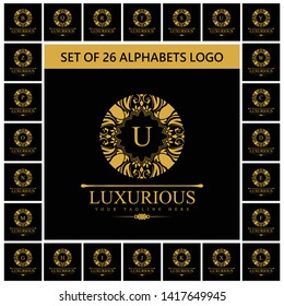 Vector Luxury Vintage logo, icon. Business sign, identity for Restaurant, Royalty, Boutique, Hotel, Heraldic logo, Jewelry, Fashion ,Real estate, , Resort ,  tattoo, Auctions