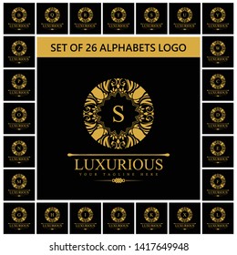 Vector Luxury Vintage logo, icon. Business sign, identity for Restaurant, Royalty, Boutique, Hotel, Heraldic logo, Jewelry, Fashion ,Real estate, , Resort ,  tattoo, Auctions