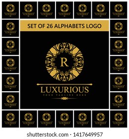 Vector Luxury Vintage logo, icon. Business sign, identity for Restaurant, Royalty, Boutique, Hotel, Heraldic logo, Jewelry, Fashion ,Real estate, , Resort ,  tattoo, Auctions