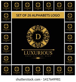 Vector Luxury Vintage logo, icon. Business sign, identity for Restaurant, Royalty, Boutique, Hotel, Heraldic logo, Jewelry, Fashion ,Real estate, , Resort ,  tattoo, Auctions