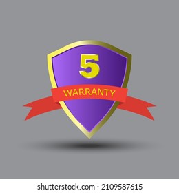 Vector luxury warranty logo banner, product sticker business and marketing concept, on the grey background and small shadow 4000x4000 pixel artboard