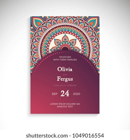 Vector luxury wedding invitation with mandala