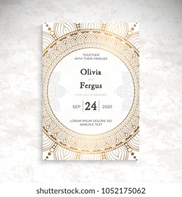 Vector luxury wedding invitation with mandala