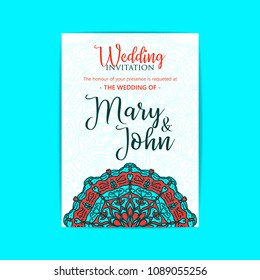 Vector luxury wedding invitation with mandala yoga template