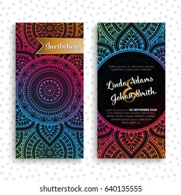Vector luxury wedding invitation with mandala