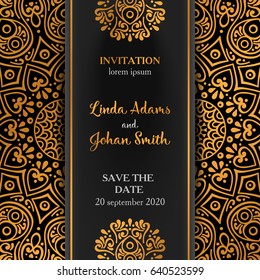 Vector luxury wedding invitation with mandala