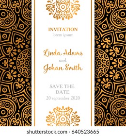 Vector luxury wedding invitation with mandala