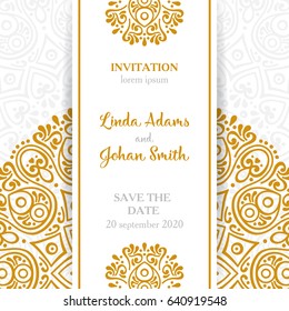 Vector luxury wedding invitation with mandala