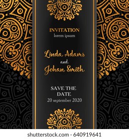 Vector luxury wedding invitation with mandala