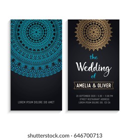 Vector luxury wedding invitation with mandala