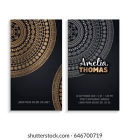 Vector luxury wedding invitation with mandala