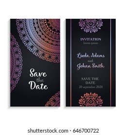 Vector luxury wedding invitation with mandala