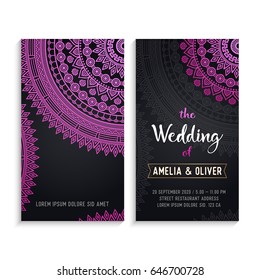 Vector luxury wedding invitation with mandala