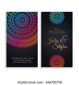 Vector luxury wedding invitation with mandala