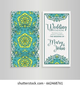 Vector luxury wedding invitation with mandala