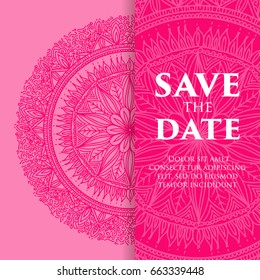 Vector luxury wedding invitation with mandala