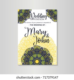 Vector luxury wedding invitation mandala yoga template