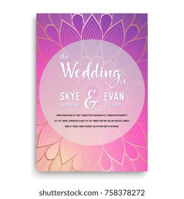 Vector luxury wedding invitation with mandala