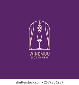 vector luxury wine logo with lines