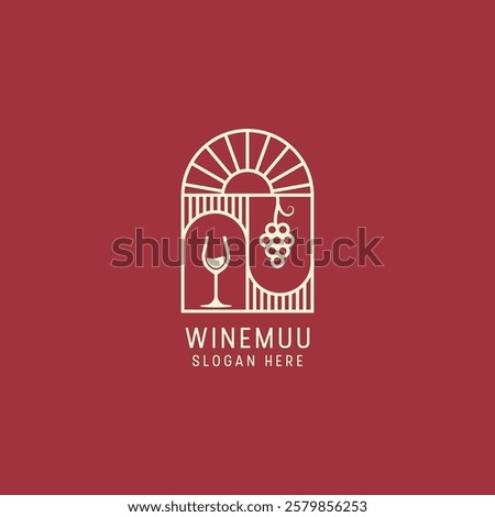 vector luxury wine logo with lines