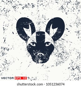 Vector lycaon head on grunge background