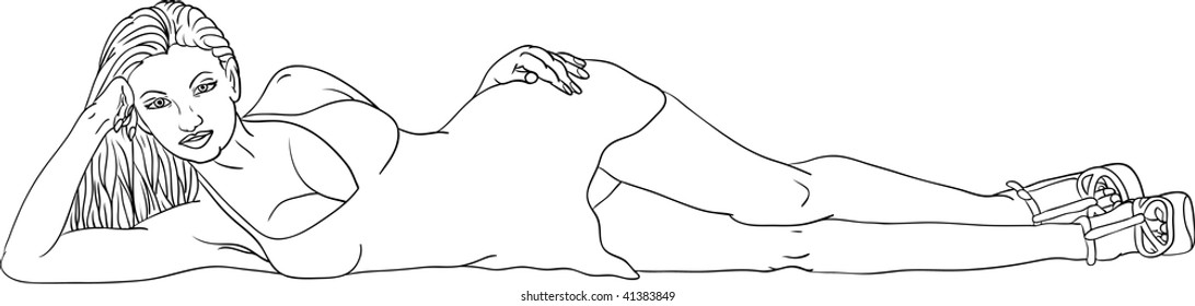 vector - lying beautiful blonde in white