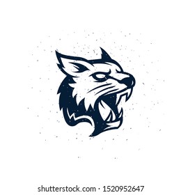 Vector lynx head, face for retro logos, emblems, badges, labels template and t-shirt vintage design element. Isolated on white background