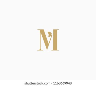 Vector M Letter with Leaf Logo Design