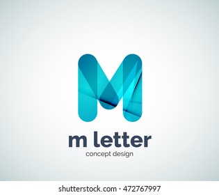 Vector m letter logo, abstract geometric logotype template, created with overlapping elements