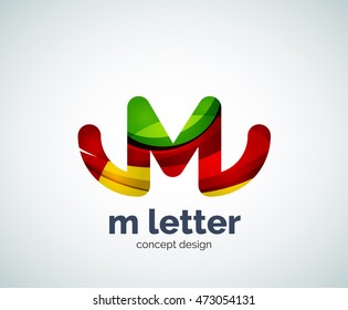 Vector m letter logo, abstract geometric logotype template, created with overlapping elements