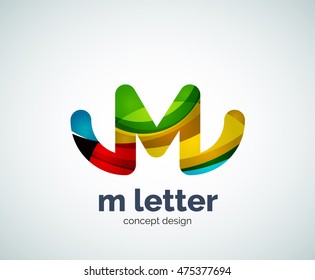 Vektor-m-Letter-Logo, abstrakte geometrische Logotypvorlage, erstellt mit überlappenden Elementen