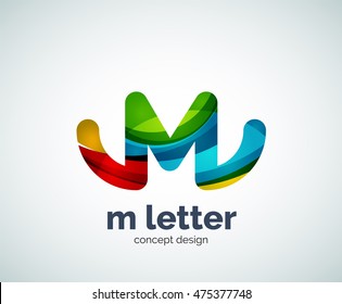 Vector m letter logo, abstract geometric logotype template, created with overlapping elements