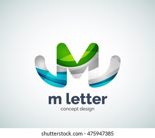 Vector m letter logo, abstract geometric logotype template, created with overlapping elements