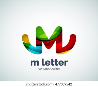 Vector m letter logo, abstract geometric logotype template, created with overlapping elements