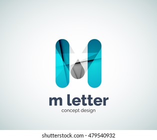 Vector m letter logo, abstract geometric logotype template, created with overlapping elements