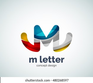 Vector m letter logo, abstract geometric logotype template, created with overlapping elements