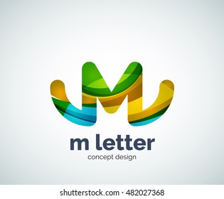 Logotipo de letra vectorial m, plantilla de logotipo geométrico abstracto, creada con elementos superpuestos